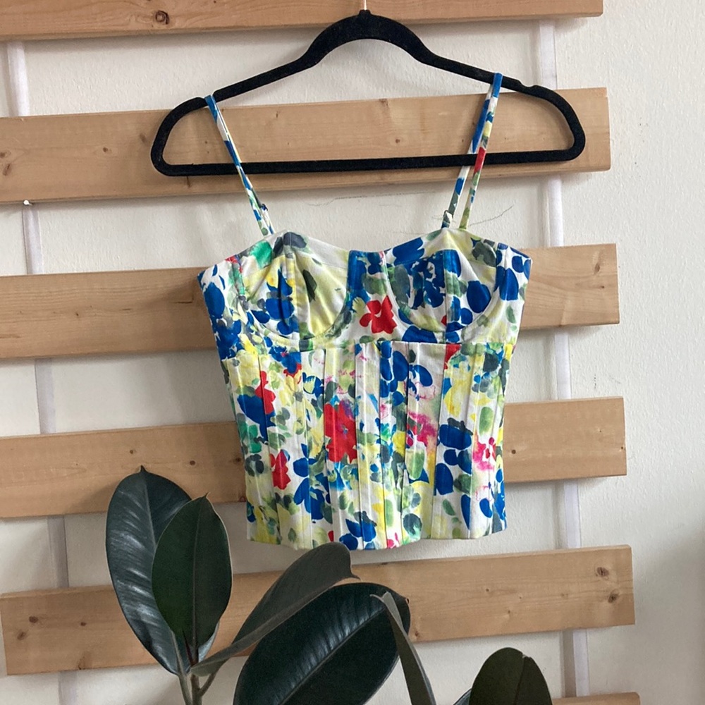 Alice + Olivia Zippered Floral Bustier